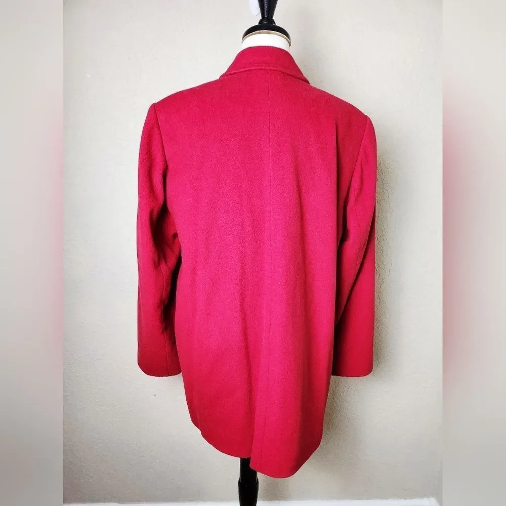L.L. Bean Wool Cashmere Double Breasted Peacoat Coat Womens Red Size 14